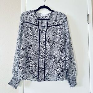 Fever Blouse/ Large/Monochrome Animal Print